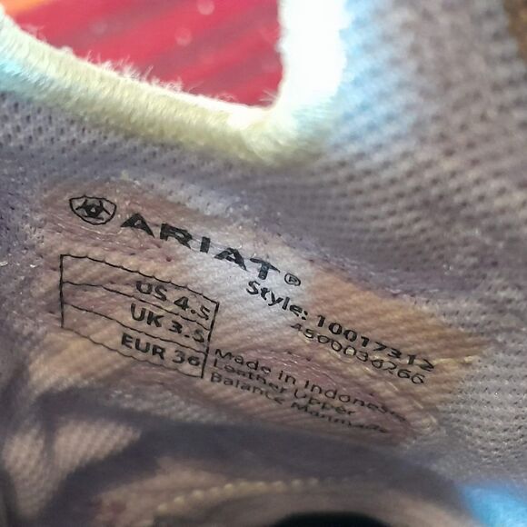 š¤ Ariat Purpleāand Brown Leather Square Toe Cowboy Boots Size 4.5 - Picture 7 of 9